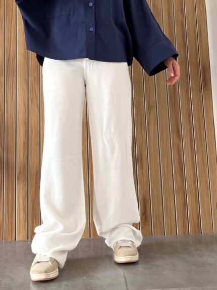 شلوار نیم بگ پارچه کتان سیلک